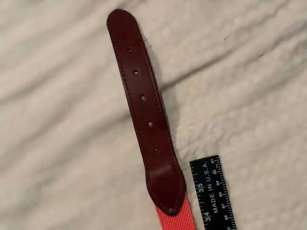 The Belted Cow Co. Pink Canvas Lobster Embroidered Belt